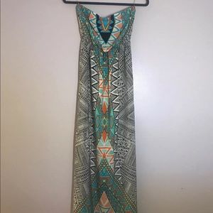 Pink owl maxi dress size small